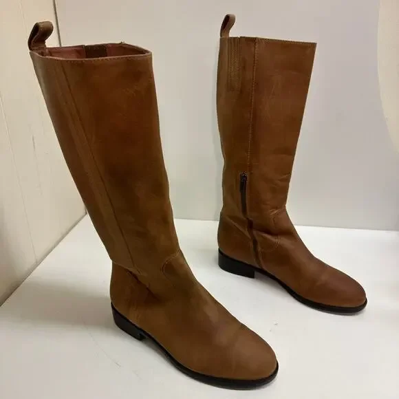 VERY GOOD Boden Knee High 14" Brown Leather Flexible riding boots 8 US / 39 EU - Picture 6 of 13